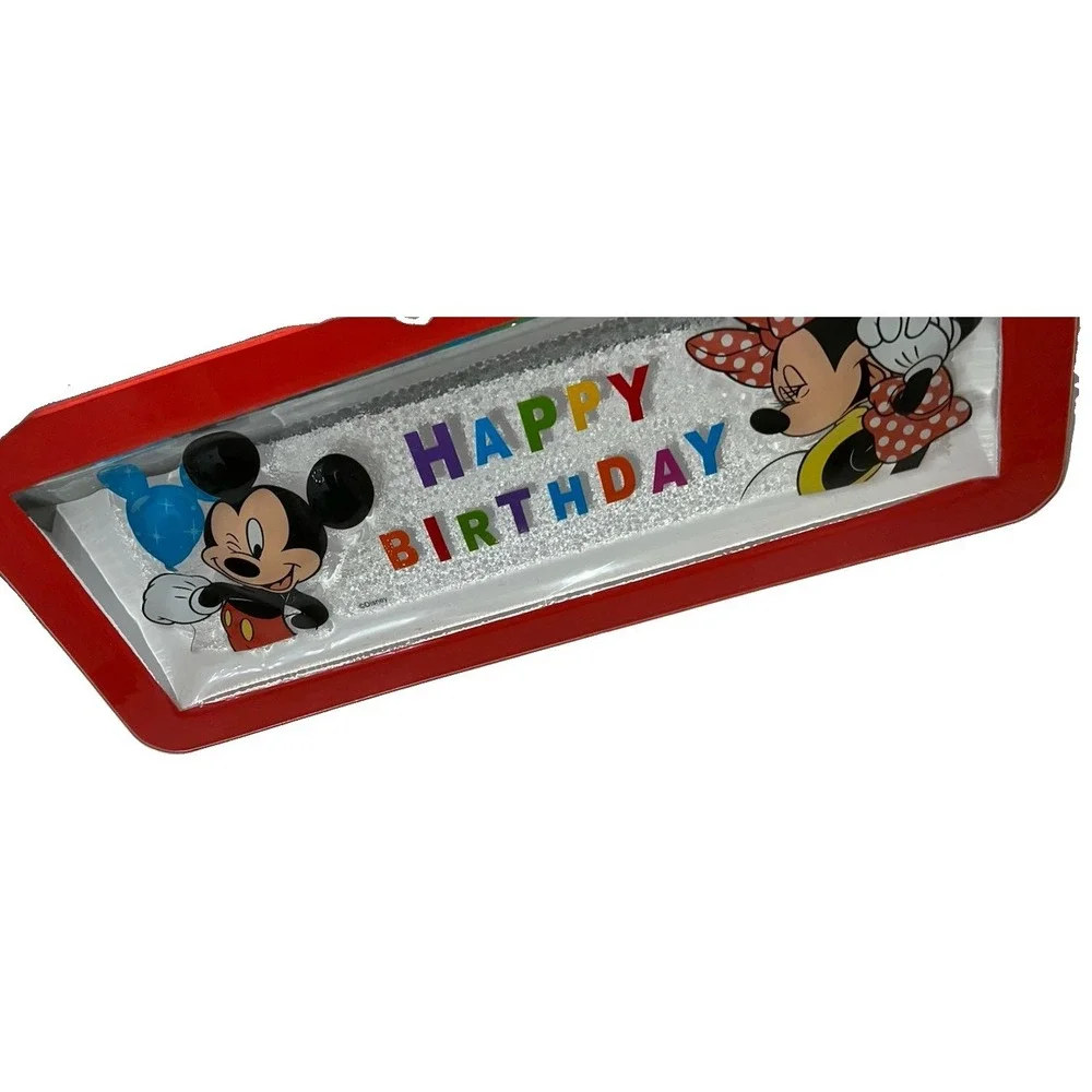 (5)Mickey & Minnie Mouse Disney Happy Birthday Glass Tray 19